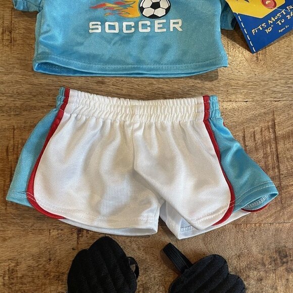 Build-a-Bear Soccer Uniform 4pc Teal 14" GUC Outfit Clothes Sports Athletic - Picture 4 of 7